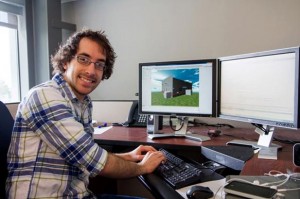 Undergraduate student Jackson Stone at work at the computer