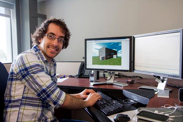 Undergraduate student Jackson Stone at work at the computer
