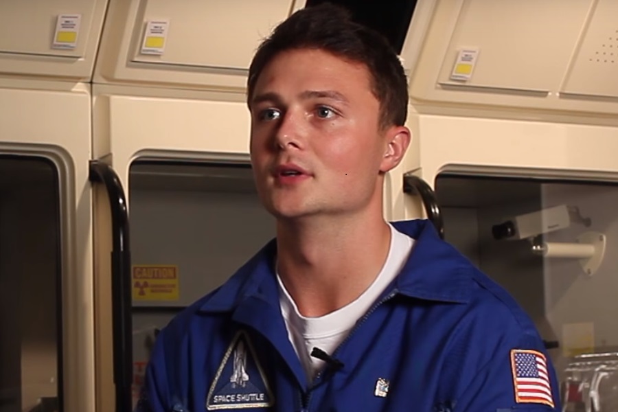 UTC graduate student, McKinley Maples, at the Challenger STEM Learning Center