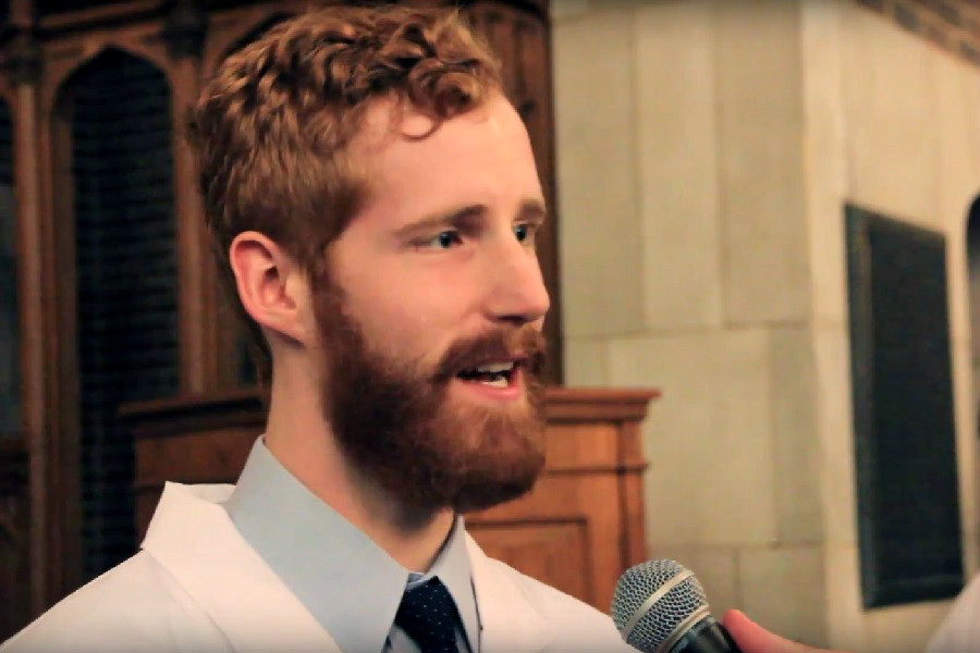 Physical Therapy student Max Michael at the 2016 White Coat Ceremony for PT/OT.