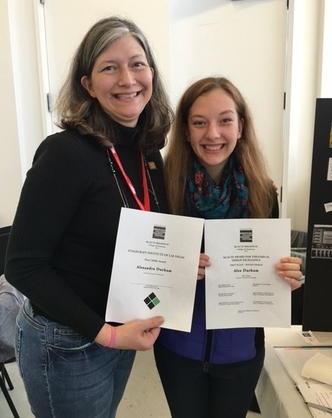 UTC Freshman Alex Durham and her mom proudly displaying her KCACT award.