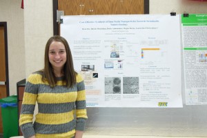 UTC Student Megan Downs with her poster, "Cost-Effective Synthesis of Iron Oxide Nanoparticles Towards Sustainable Nanotechnology" at Research Dialogues 2016