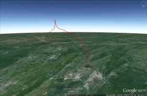 MOC1 flight path plotted using Google Earth