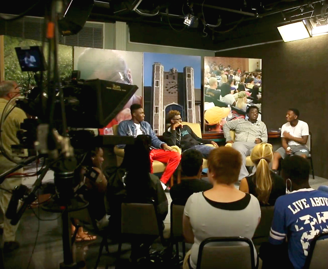 GEAR UP students producing a talk show at the UTC TV Studio