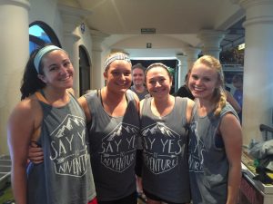 Nursing students wearing the "Say Yes to Adventure" shirts they sold to raise funds for the Costa Rica trip.