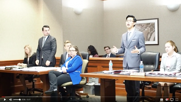 screenshot from video of Mock Trial