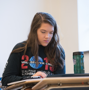 Student works through a problem in the ACT Test Prep Class July 2017
