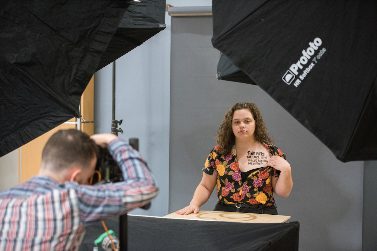 People participate in Dear World Wednesday, Nov. 15, 2017 in the University Center.
