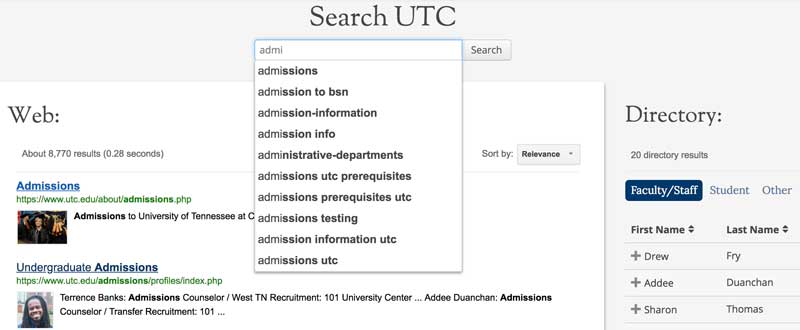 Web Search page screenshot
