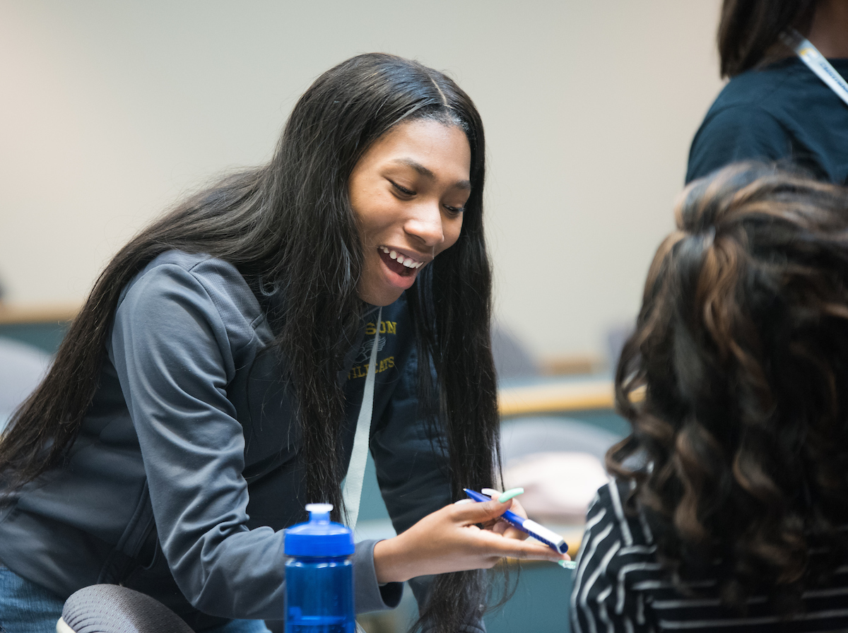 Students participate in the Commodities Exchange Game.