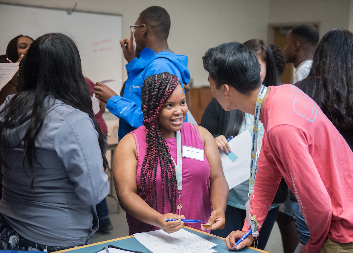 Students participate in the Commodities Exchange Game.