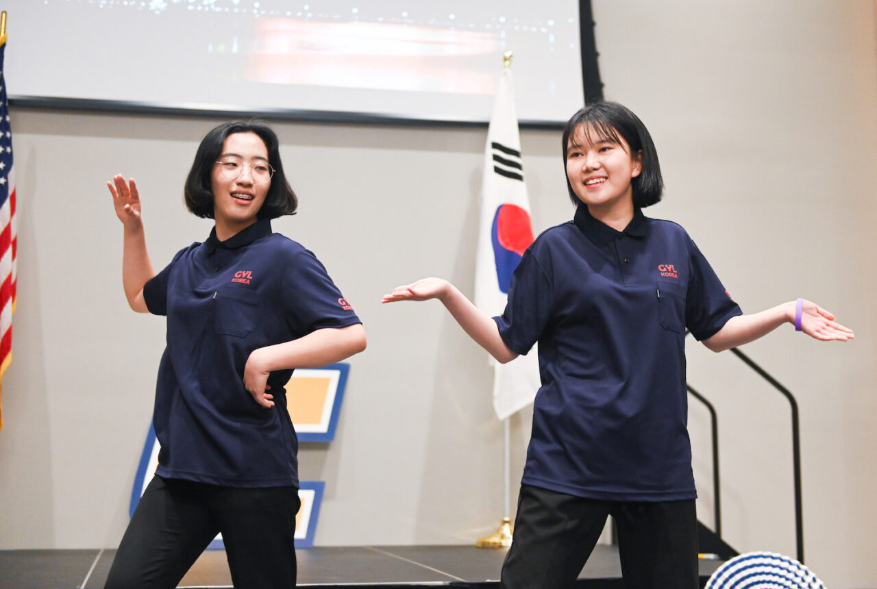 South Korean students offer a bit of dancing during a luncheon held Wednesday, July 24, to welcome them to UTC.