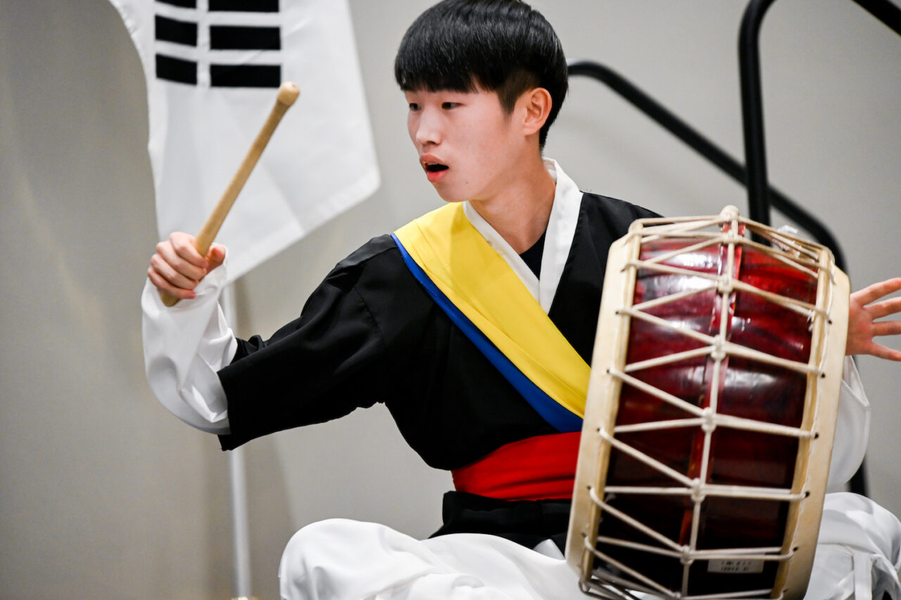 At a luncheon held Wednesday, July 24, a South Korean dance-and-drum troupe performed.