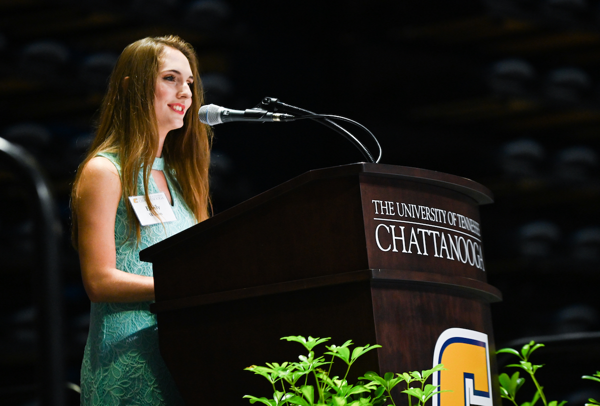 Emily Wilson, student speaker at the Scholarship Luncheon.