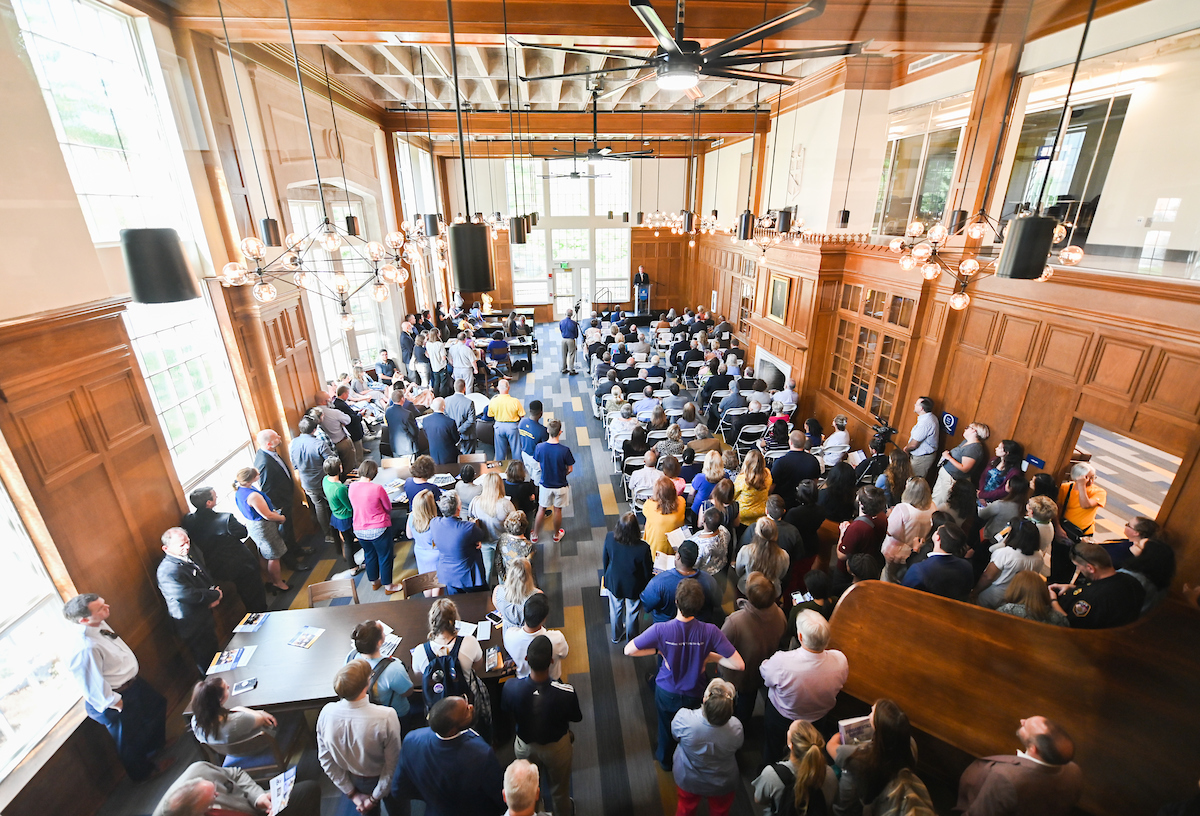 Chancellor Steve Angle delivers the State of the University address, Thursday, Sept. 26, 2019 in the newly-renovated Guerry Center.