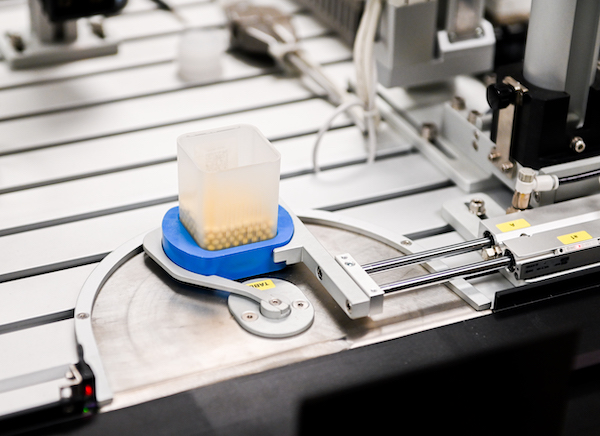 It is shuttled down the production line until it is ready to be shipped.