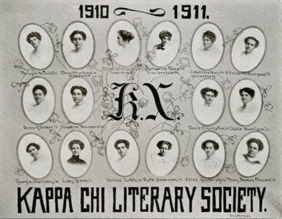 Literary Societies were common social organizations on college campuses in the early 20th century, much like fraternities and sororities today.