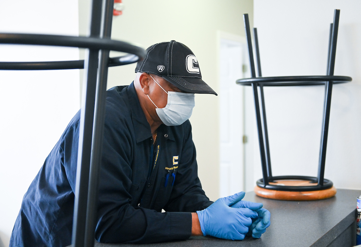 Maintenance worker Daryl Hill on April 2, 2020.
