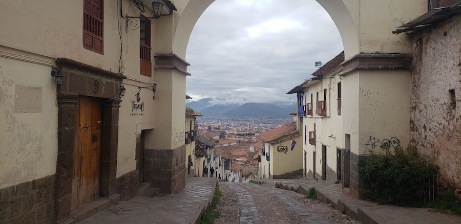 The route taken by the Baileys during their daily trip to the market in Cuzco, Peru.