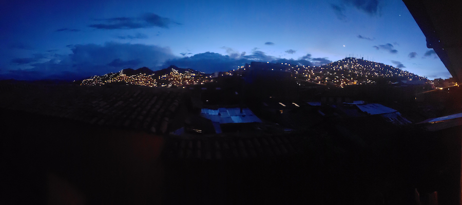 Evening view from the BnB where the Baileys stayed while quarantined in Cuzco, Peru.
