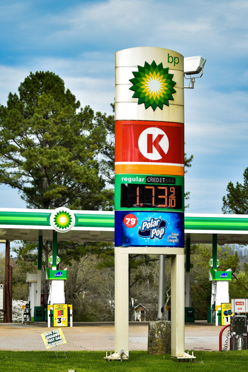 Gas is $1.73 at a local Chattanooga BP on Sunday, March 22, 2020, the lowest gas price in a long time.