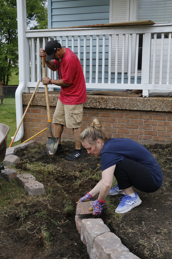 Kristina and Marcus Ratcliff begin creating a new garden. They were redesigning their front yard during their time in quarantine.