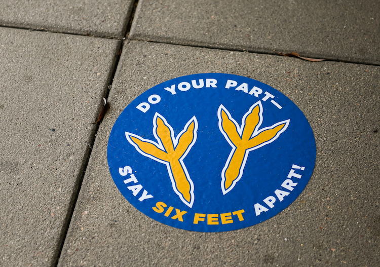 Safety signage is in place all over campus.