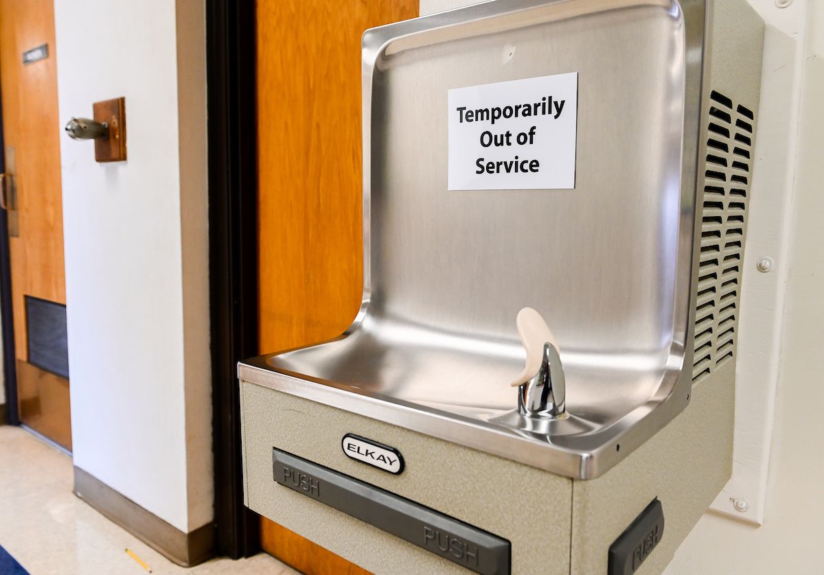 No drinking from water fountains around campus.