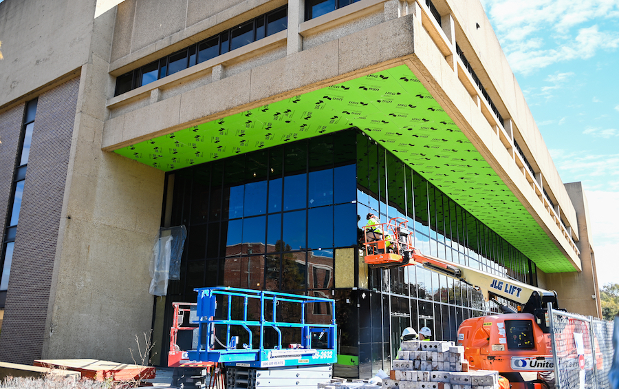 Construction on Lupton Library.