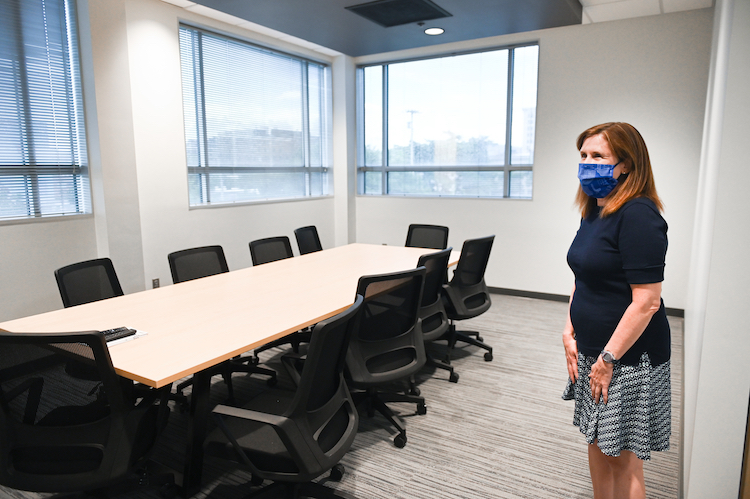 Libby Santin in the Center for Innovation and Entrepreneurship, Thursday, July 30, 2020. Libby Santin in the Center for Innovation and Entrepreneurship in the Mapp Building, Thursday, July 30, 2020.