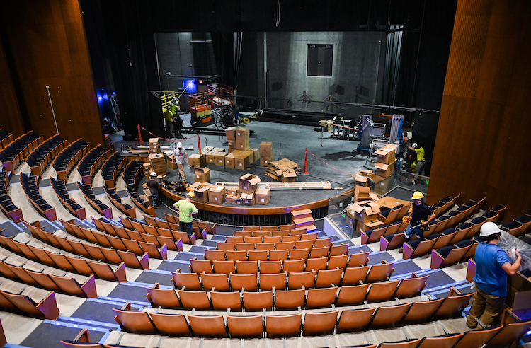 Remodeling underway in the Roland B. Hayes Concert Hall in the Fine Arts Building, which has been totally renovated.