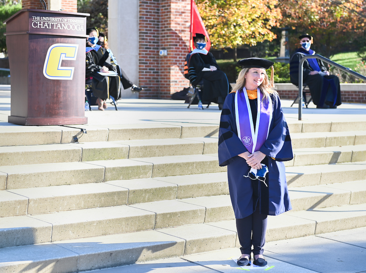 Graduate students participate in a commencement ceremony on Wednesday, Nov. 18, 2020.