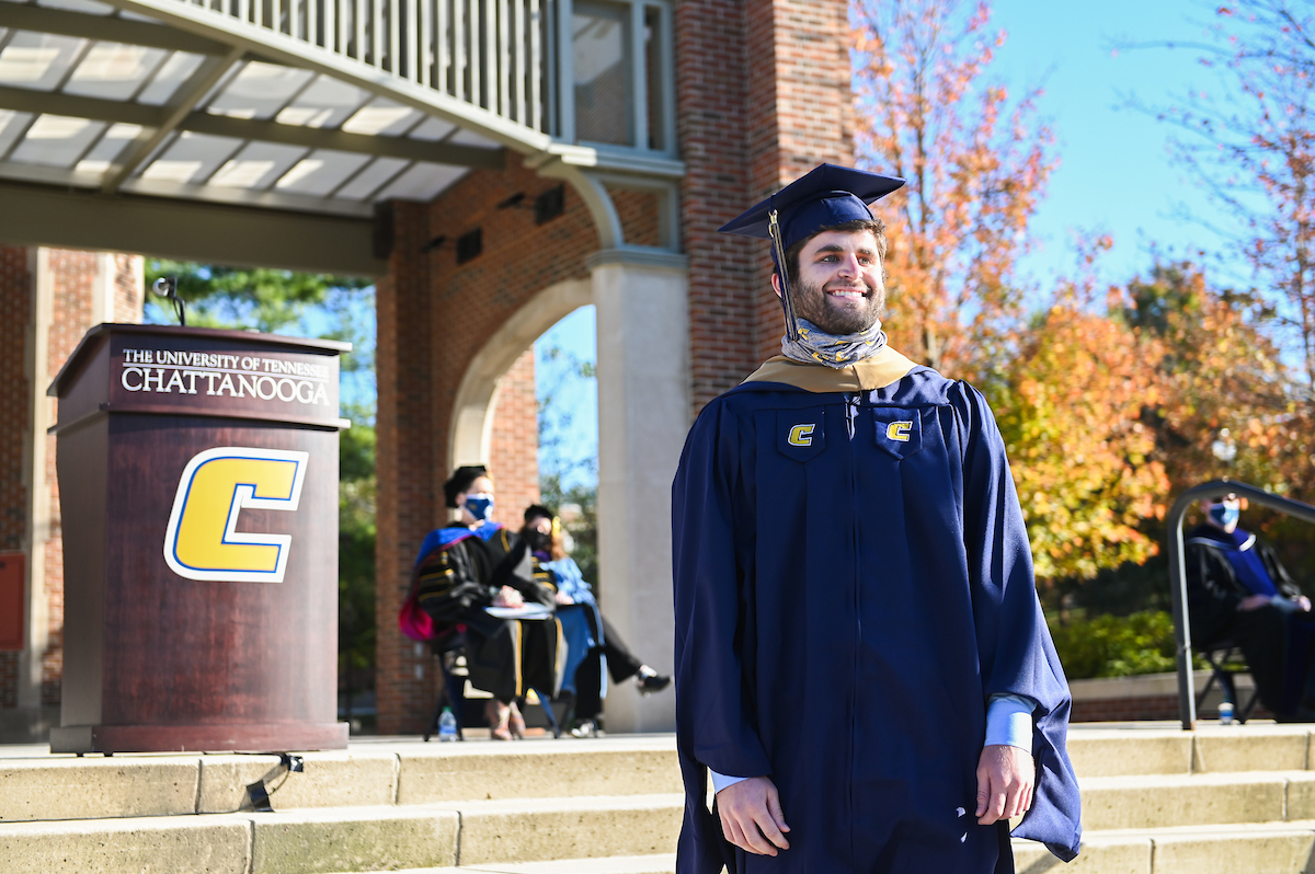 Graduate students participate in a commencement ceremony on Wednesday, Nov. 18, 2020.
