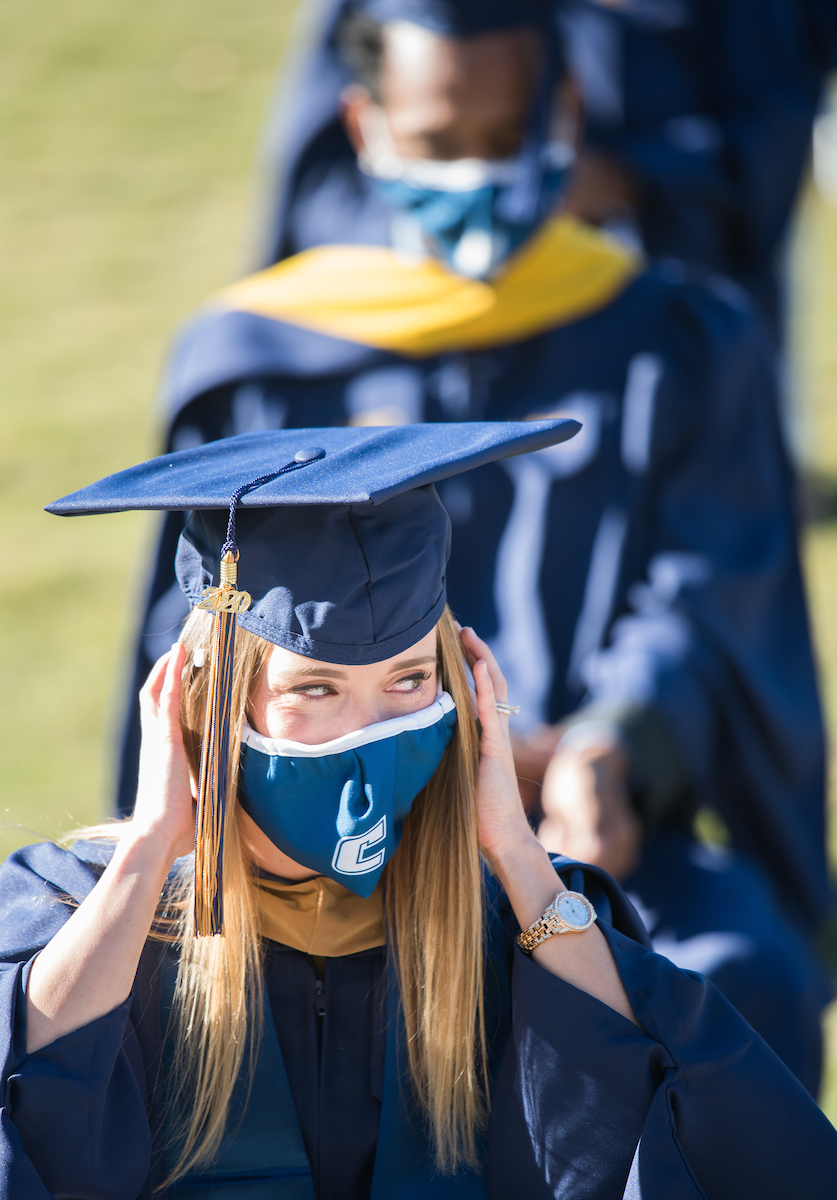 Graduate students participate in a commencement ceremony on Wednesday, Nov. 18, 2020.