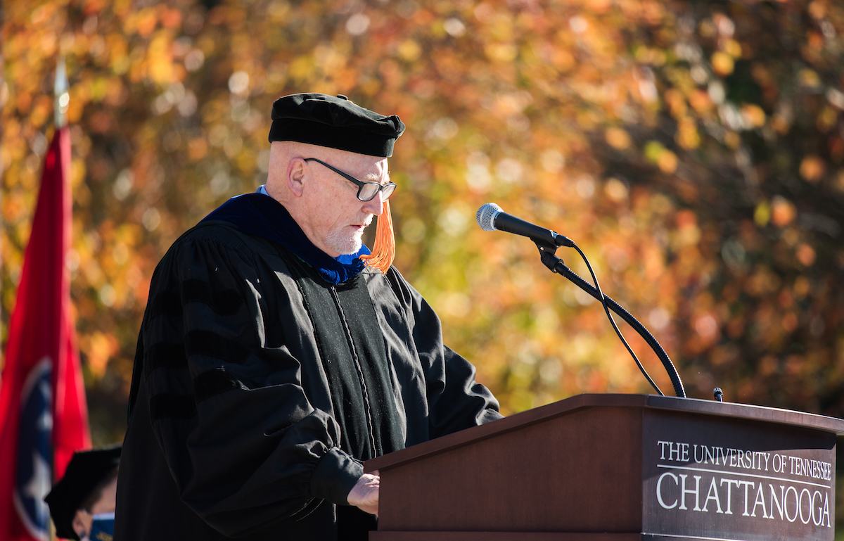 UTC Provost and Senior Vice Chancellor for Academic Affairs Jerold Hale speaks at the graduate student commencement on Nov. 18, 2020.