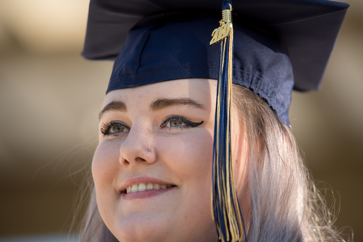Graduate students participate in a commencement ceremony on Wednesday, Nov. 18, 2020.
