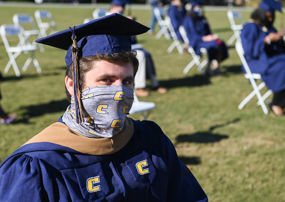 Graduate students participate in a commencement ceremony on Wednesday, Nov. 18, 2020.