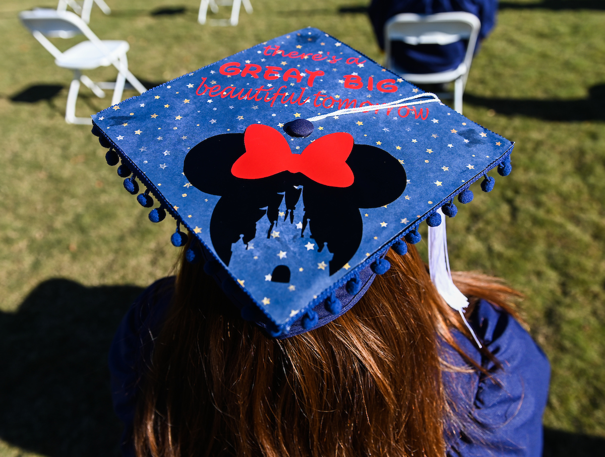 Undergraduate students participate in a commencement ceremony Thursday, Nov. 19, 2020 on Chamberlain Field.