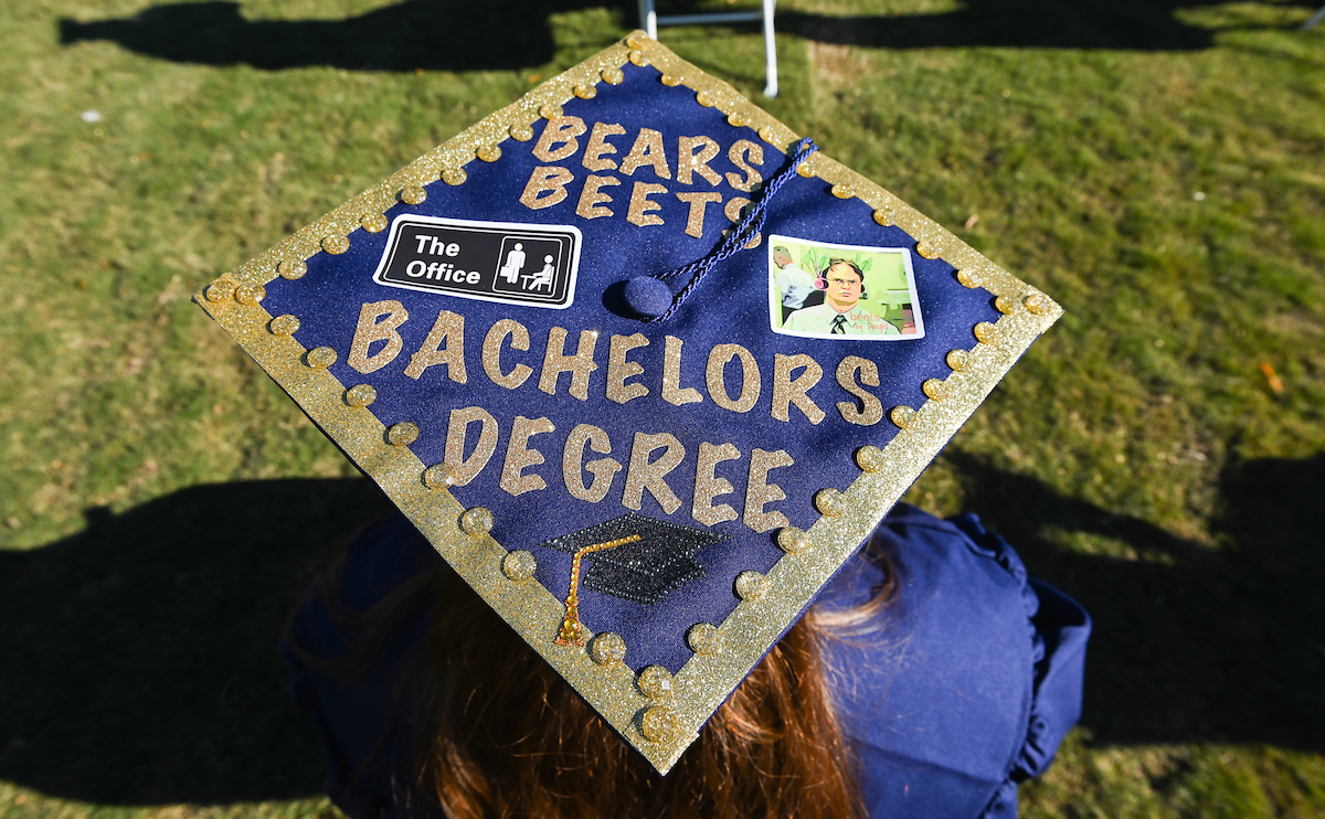 Undergraduate students participate in a commencement ceremony Thursday, Nov. 19, 2020 on Chamberlain Field.