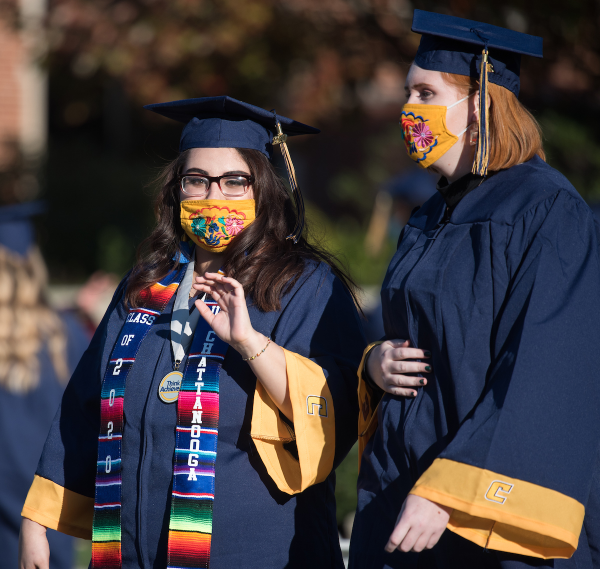 Undergraduate students participate in a commencement ceremony Thursday, Nov. 19, 2020 on Chamberlain Field.