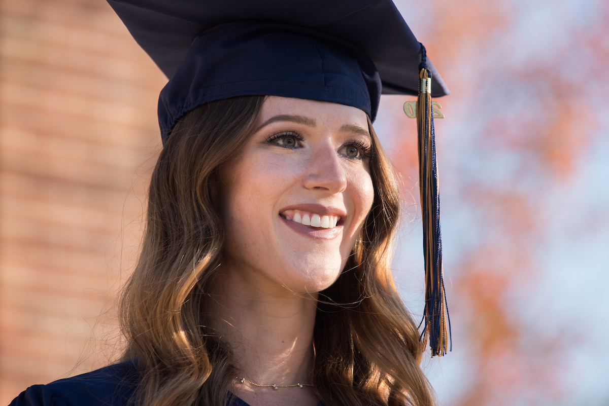Undergraduate students participate in a commencement ceremony on Friday, Nov. 20, 2020 on Chamberlain Field.