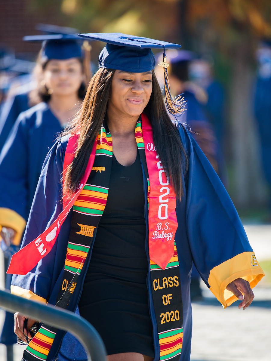 Undergraduate students participate in a commencement ceremony Saturday, Nov. 21, 2020 on Chamberlain Field.