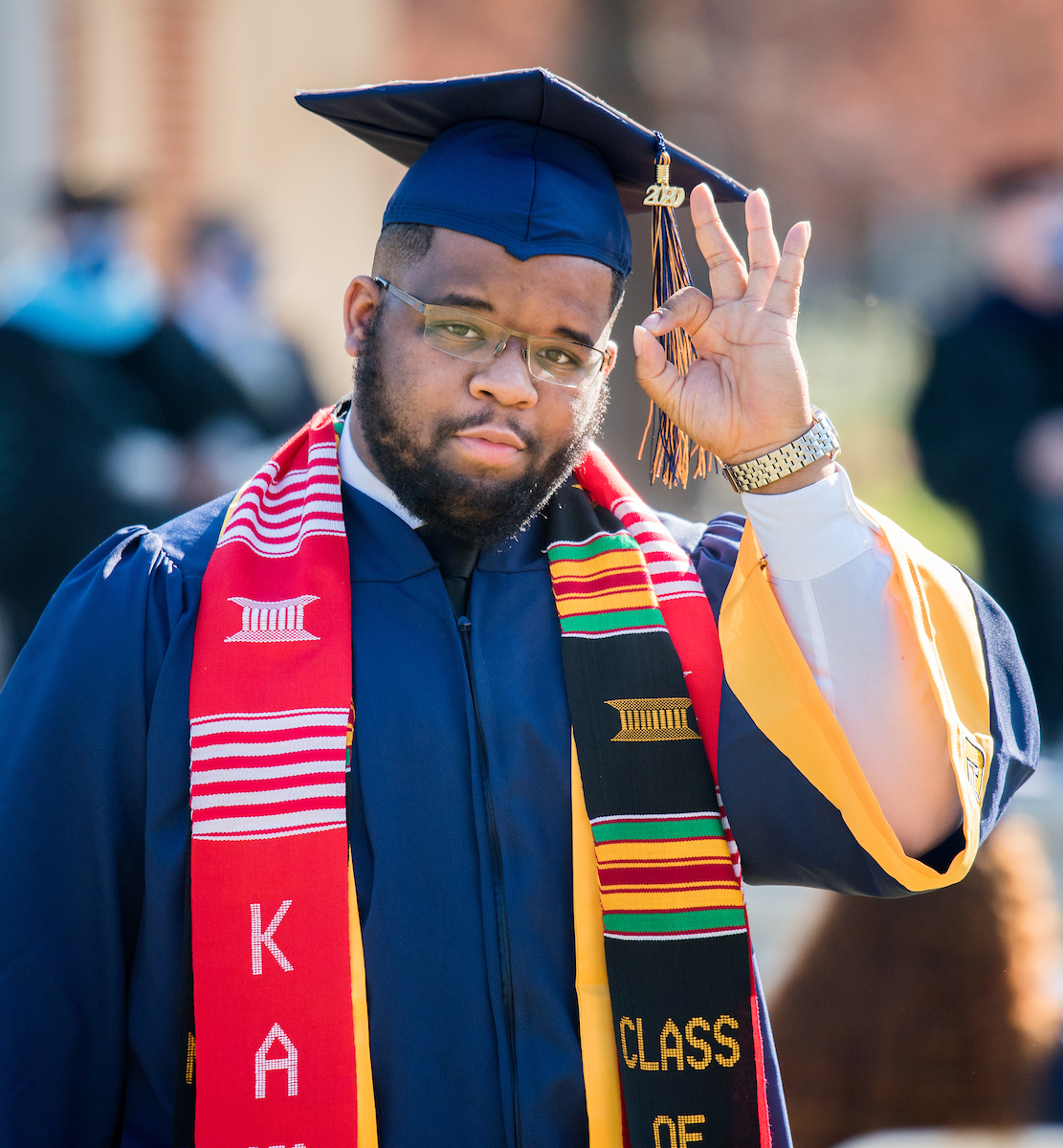 Undergraduate students participate in a commencement ceremony Saturday, Nov. 21, 2020 on Chamberlain Field.