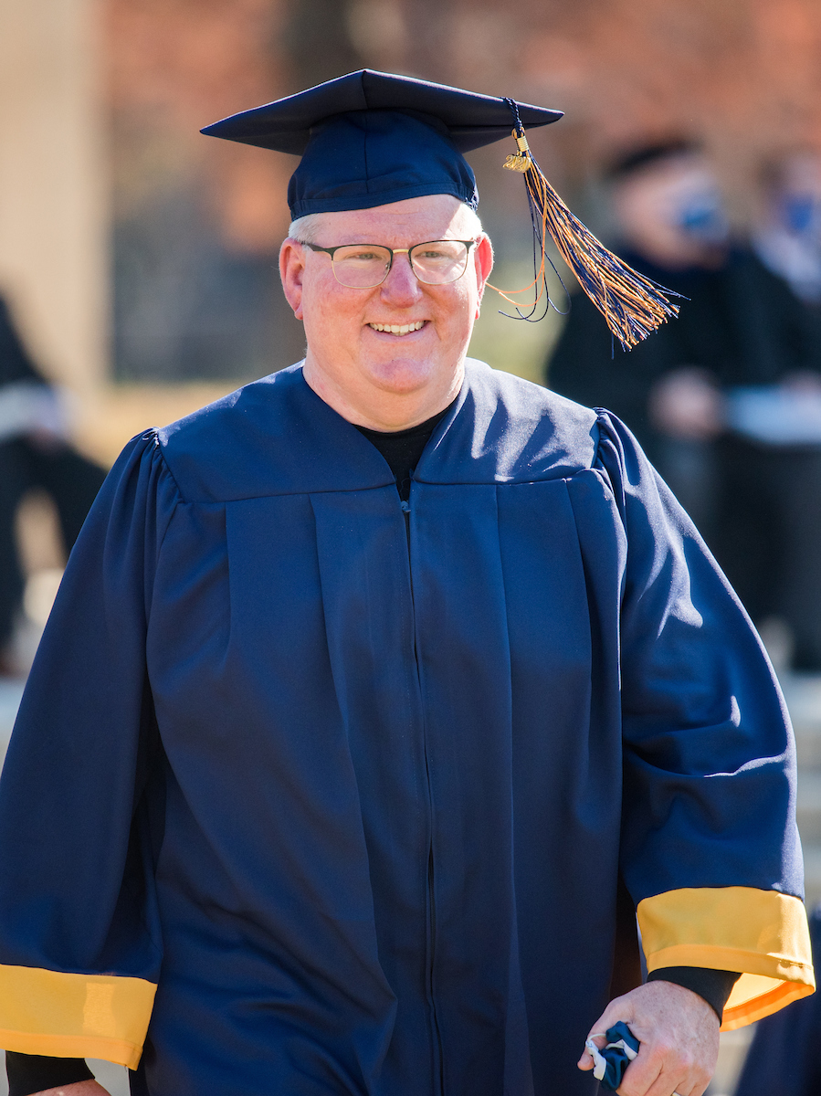 Undergraduate students participate in a commencement ceremony Saturday, Nov. 21, 2020 on Chamberlain Field.