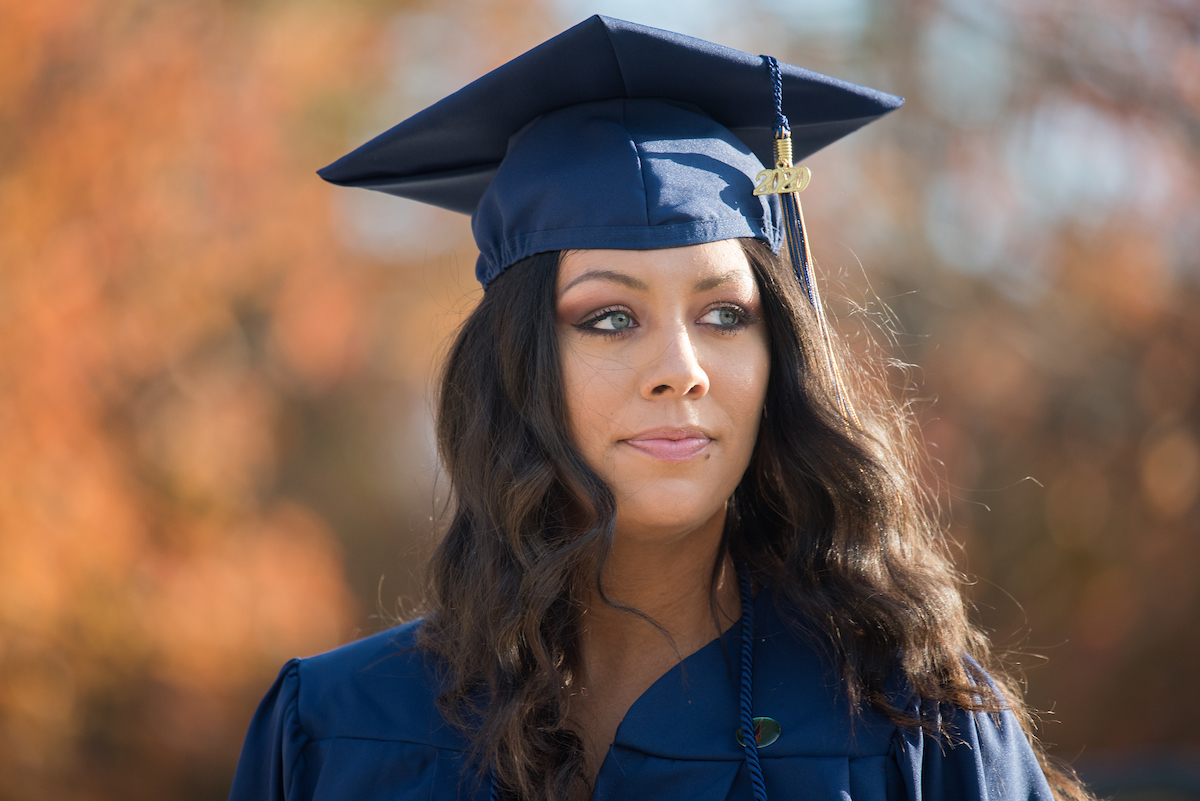 Undergraduate students participate in a commencement ceremony Saturday, Nov. 21, 2020 on Chamberlain Field.