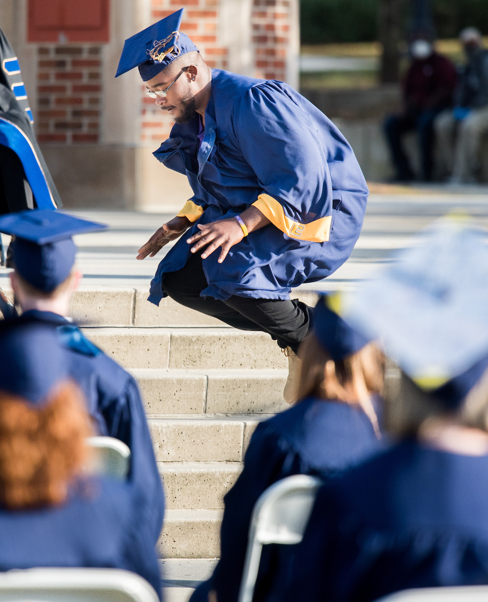 Undergraduate students participate in a commencement ceremony Saturday, Nov. 21, 2020 on Chamberlain Field.