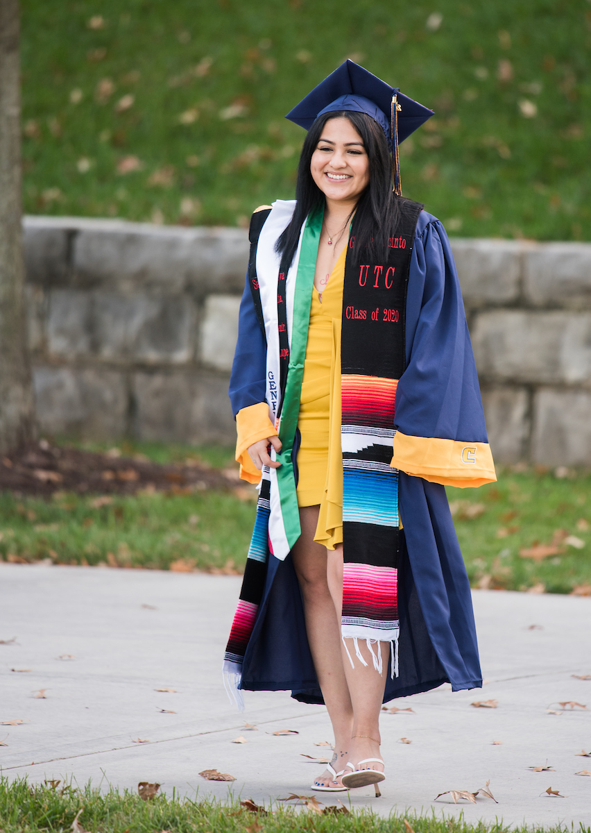 Undergraduate students participate in a commencement ceremony Saturday, Nov. 21, 2020 on Chamberlain Field.