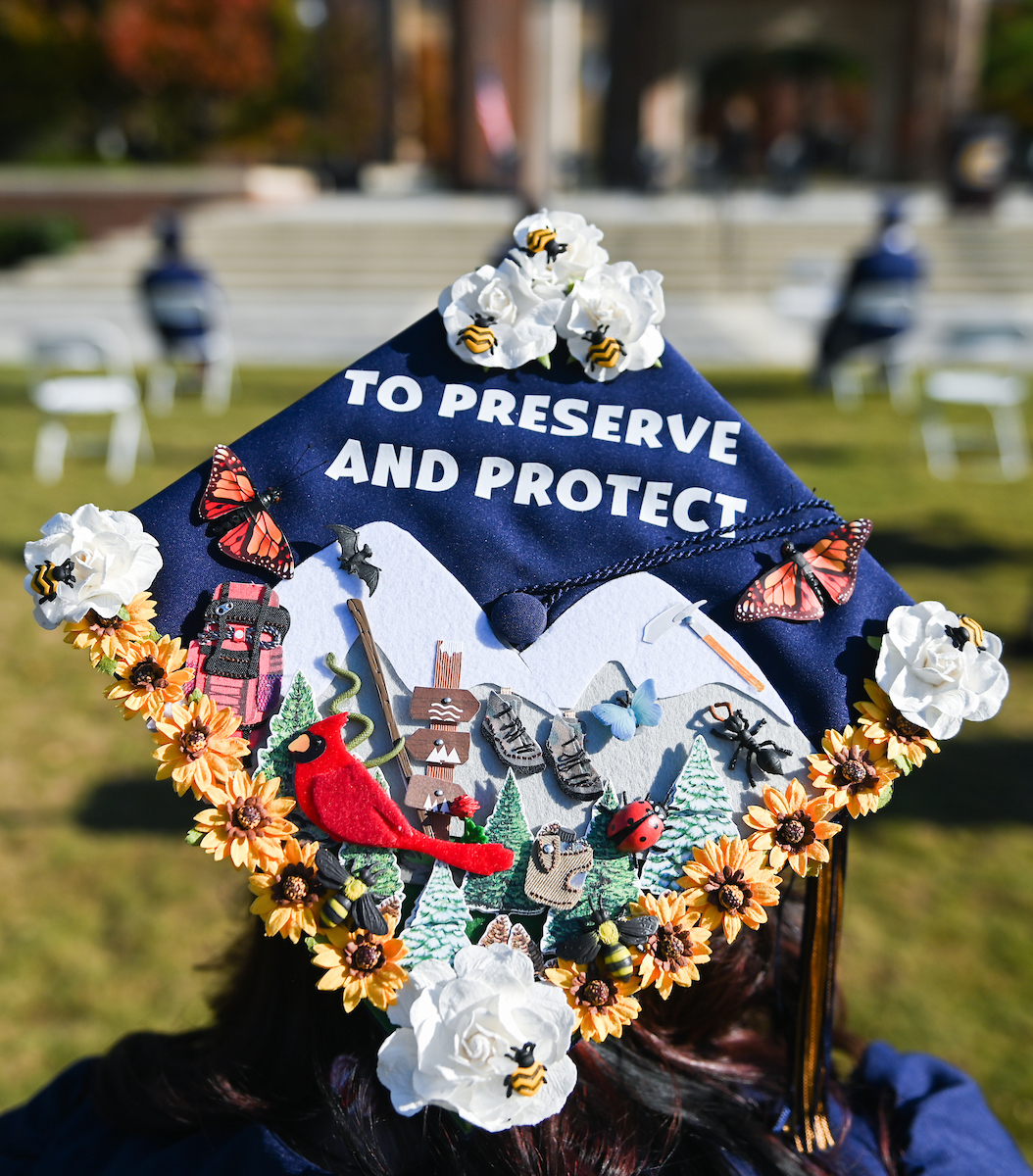 Undergraduate students participate in a commencement ceremony Saturday, Nov. 21, 2020 on Chamberlain Field.