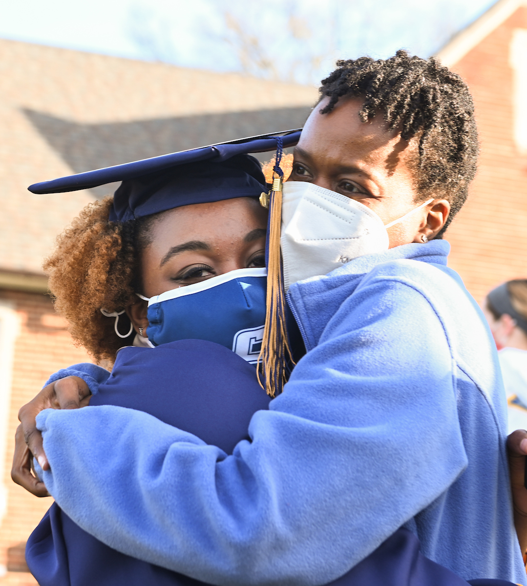 Undergraduate students participate in a commencement ceremony Saturday, Nov. 21, 2020 on Chamberlain Field.