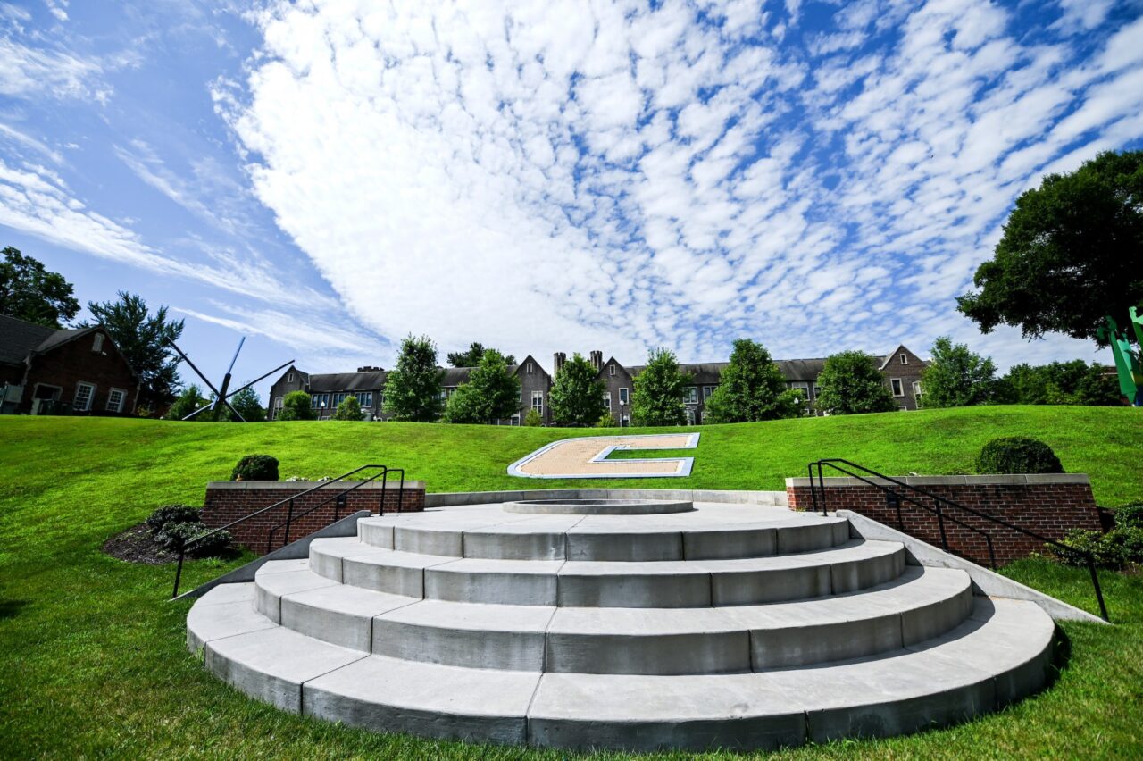 Clouds hang in the blue sky over campus on July 23.